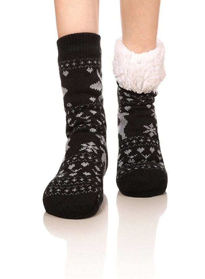 FRALOSHA Women's Slipper Socks Warm Fuzzy Fleece-lined Indoor Anti-Skid Floor Socks 3 Pairs Christmas Sock - Image 3